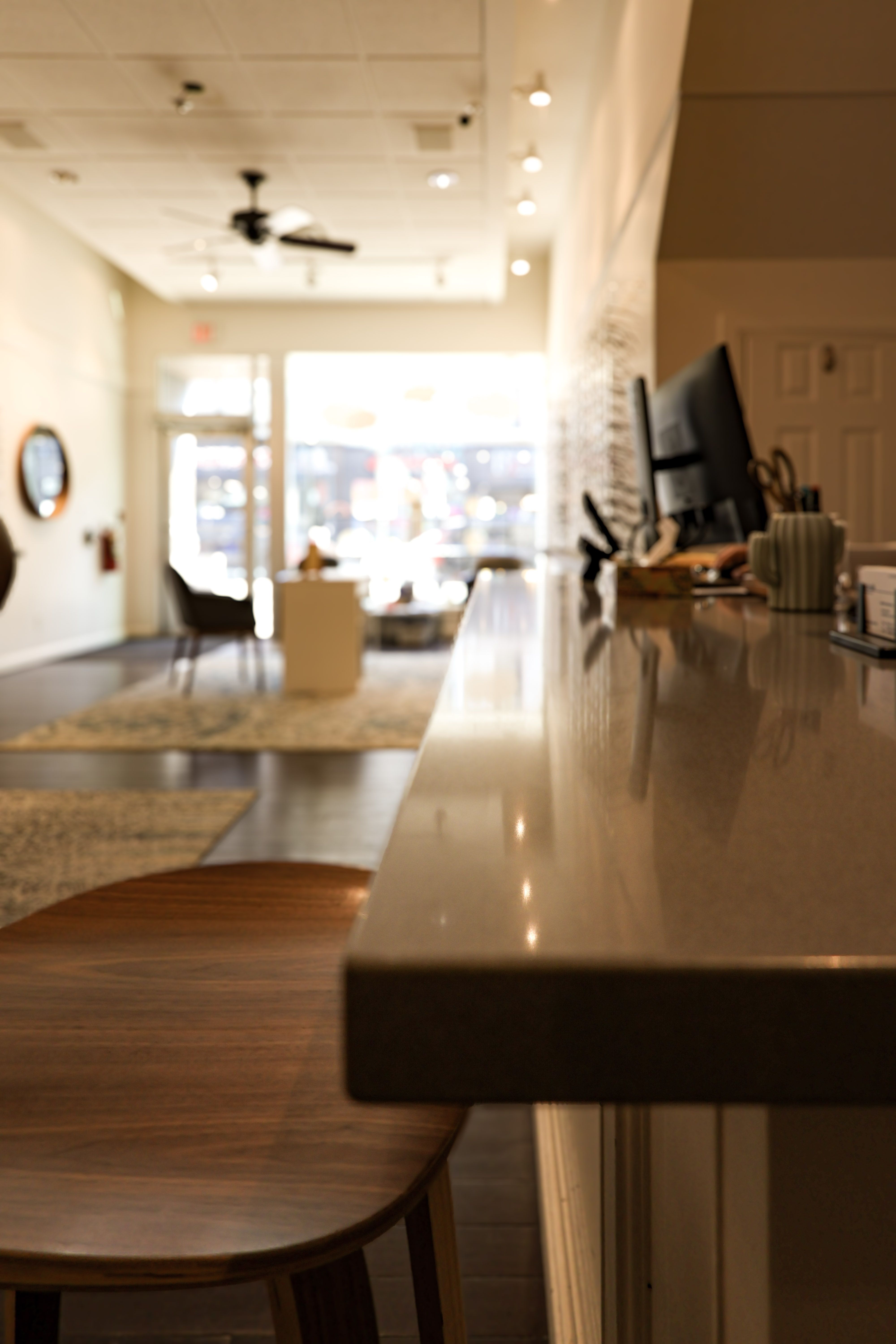 Warm, welcoming interior of Boardwalk Eye Care on Main Street, Cambridge